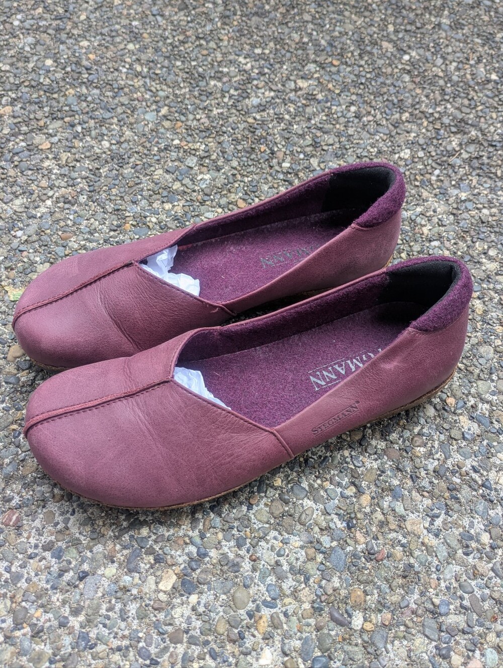 Stegmann Burgundy Purple Leather Liesl Skimmer Flats